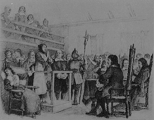 Trial of an accused witch in Salem